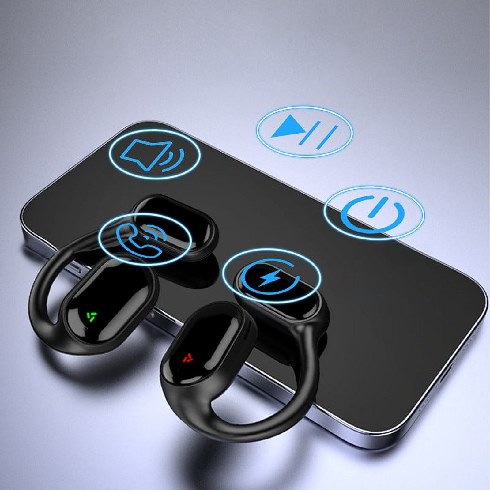 NovaSpark Open Ear Blue Tooth Headphones Wireless Earbuds with Noise Canceling Mic Open Ear Earbuds Premium Sound Led Display Anti Sweat