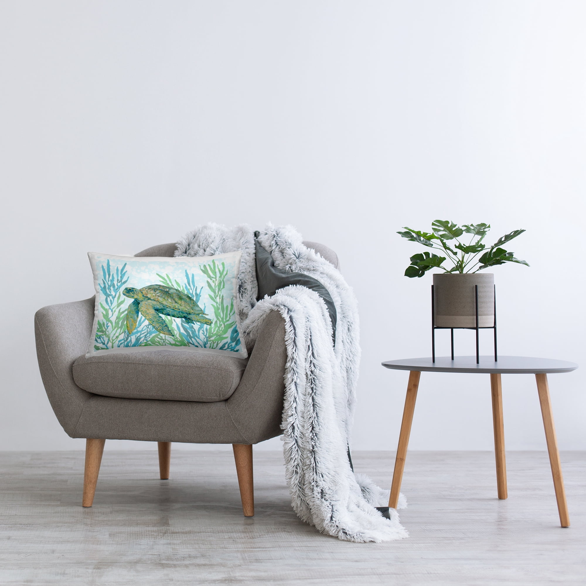 Stupell Industries Tasman Turtle in Seagrass Decorative Printed Throw Pillow, design by Paul Brent, 14 x 7 x 20