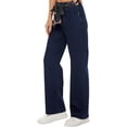 thumbnail image 4 of Pantalones vaqueros de pierna ancha para mujer, cintura alta, holgados, pierna recta, elásticos, casuales, pantalones de mezclilla para mujer, azul-16, 4 of 5