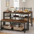 thumbnail image 1 of Dining Table Set for 4, Kitchen Table and 2 Chairs with Storage Bench, 47.2" Rectangular Kitchen Table Set with Wine Rack, Dining Room Table Set for Small Space, Apartment, Rustic Brown, 1 of 9