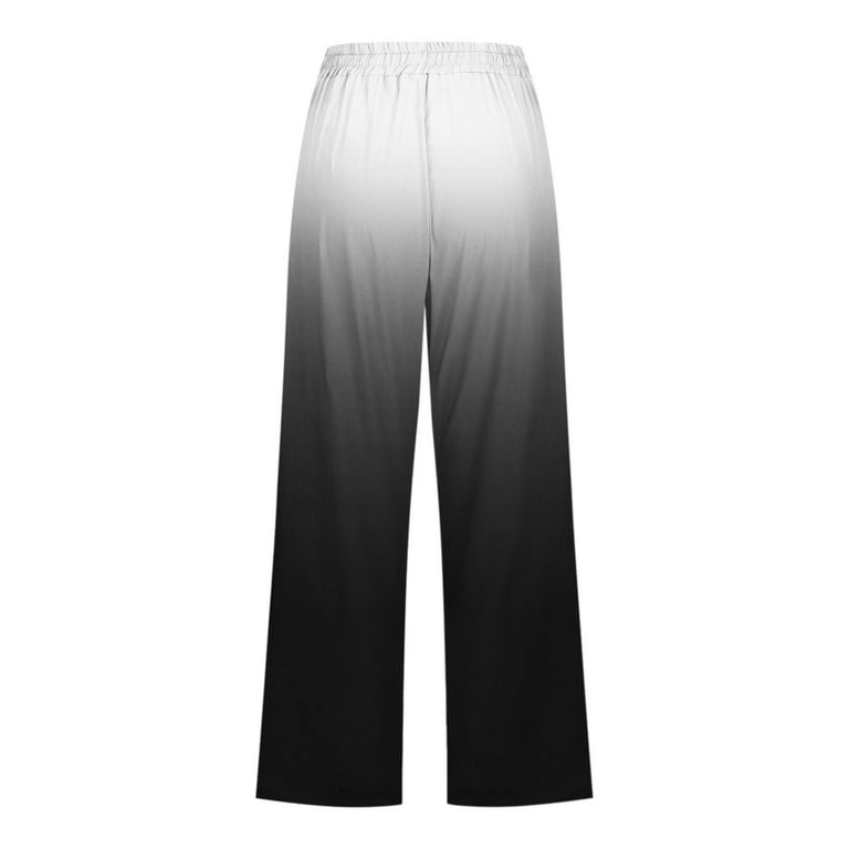Boho Capri Pants for Women Cotton Linen Summer Casual Straight Leg Capris  Gradient Lightweight 3/4 Lounge Pant (Medium, Black2)