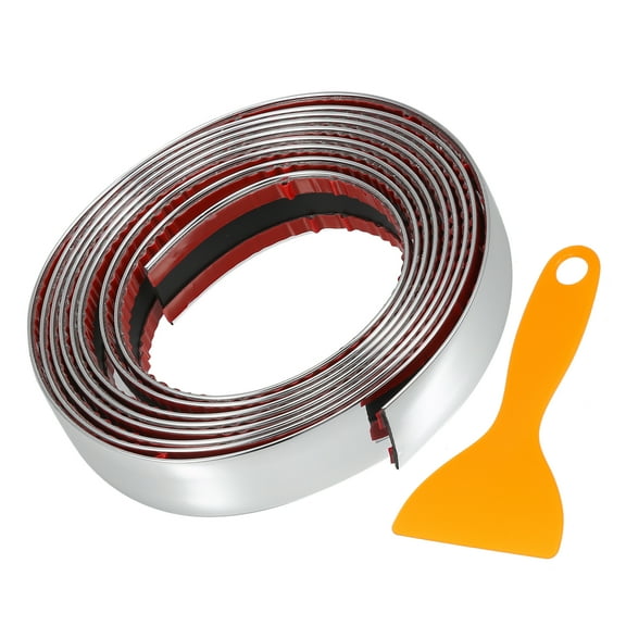 1" 25mm Width Self Adhesive Car Door Window Bumper Trim Strip Sticker 10Ft 300cm  Gloss Silver Tone