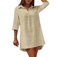 thumbnail image 3 of Womens Swimsuit Cover Up Turn Down Collared Short Sleeve Bathing Suit Coverup Summer Loose Fit Beach Cover Ups, 3 of 6