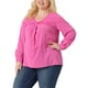 thumbnail image 4 of Agnes Orinda Blusa Casual de Manga Larga Sólida de Invierno para Mujeres Talla Grande 2X Rosa Fucsia, 4 of 6