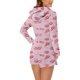 thumbnail image 5 of Mono cálido con capucha y orejas para mujer, estampado de manga larga, pantalones cortos, mono corto con cremallera, bolsillo, ropa de dormir, ropa de casa, tops de poliéster para mujer, 5 of 5