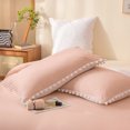 thumbnail image 6 of Move Over White Pink Comforter Set King Pom Poms Boho Bedding Sets White Pom Poms Pattern Microfiber Filling, 6 of 7
