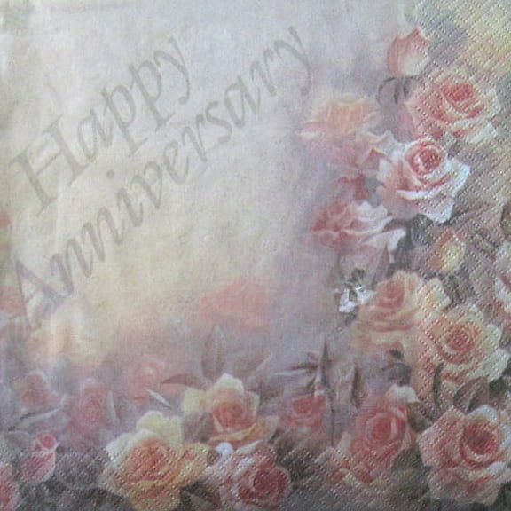 Annivesary 'Rose Sonata' Lunch Napkins (36ct)