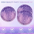 thumbnail image 4 of ZEN 40 PCS Purple Birthday Decorations - Includes 20 Paper Plates and 20 Napkins Purple Silver Glitter Party Supplies for Girl Women’s 21st 30th 40th 50th 60th 70th 75th 80th Birthday,Serves 20, 4 of 12