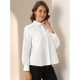 thumbnail image 3 of DARING DIVA Women's Embroidery Collared Work Blouses Tops XS White, 3 of 6