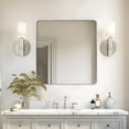 thumbnail image 2 of ANDY STAR Square Brushed Nickel Mirror for Bathroom, 24”x24” Silver Metal Frame Wall Mirror, Rounded Corner Stainless Steel Mirror Hangs Horizontal Or Vertical, 2 of 8