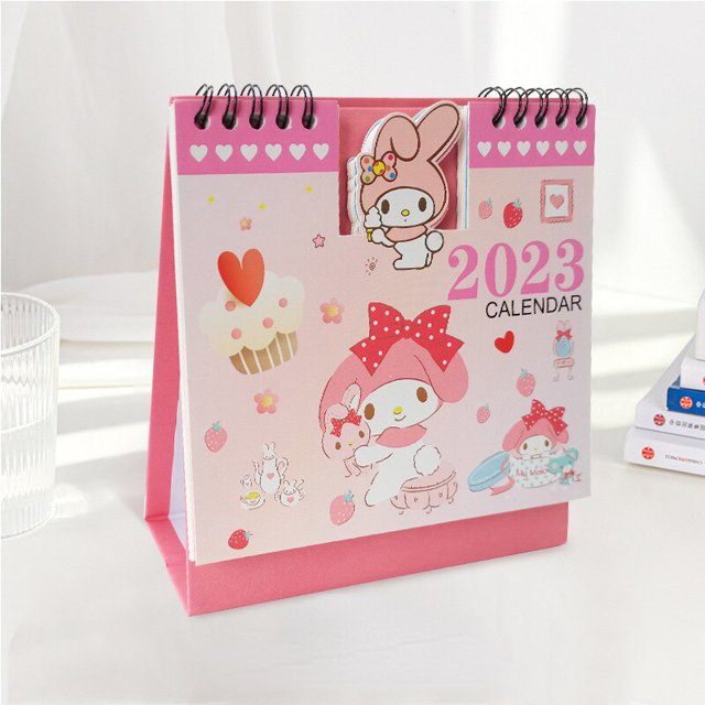 Calendario de escritorio de dibujos animados creativos de Hello Kitty para niños, lindo Calendario de melodía de anime, Bloc de notas de escritorio para niños, suministros escolares de oficina, 2023