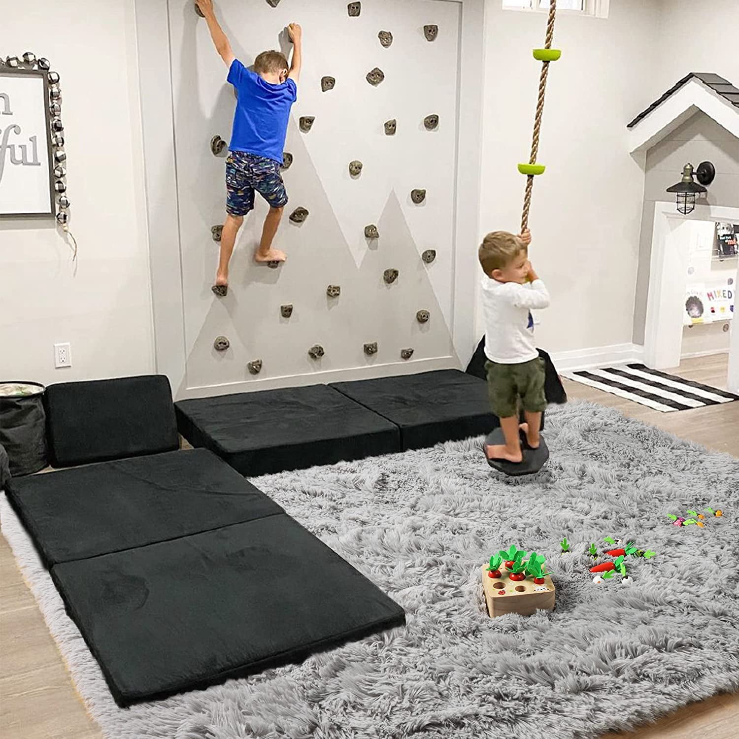 Rugs for Living Room, 4'x6' Soft Fluffy Area Rug for Bedroom, Plush Decorative Rug with Anti-Skid Backing, Indoor Home Carpet for Living Room, Light Grey