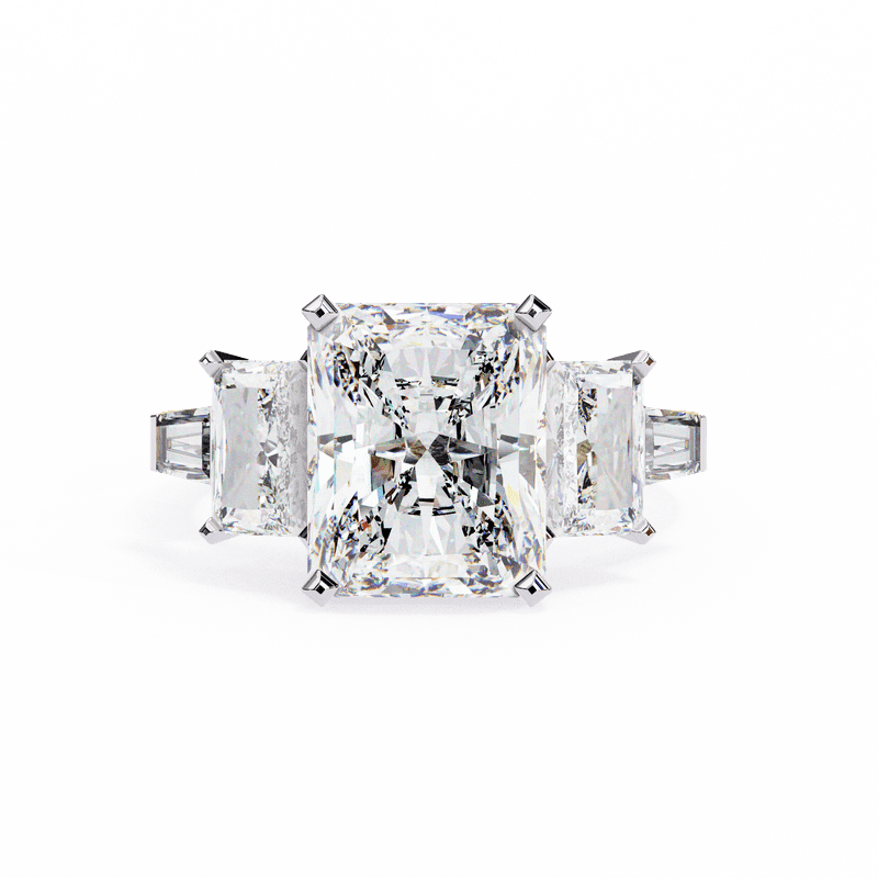 Five Stone Engagement Ring, Radiant And Baguette Diamond Wedding Ring, Solitaire Wedding Anniversary Lab Grown Diamond Ring For Women