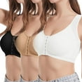 thumbnail image 2 of 3Pcs Women's Bra Plus Size Front Cross Side Buckle Lace Push-Up Non-Underwire Sports Bra, 2 of 3
