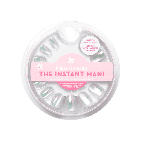 Olive & June Instant Mani Round Extra Short Press-On Nails, Lavender Shimmer, 42 Pieces