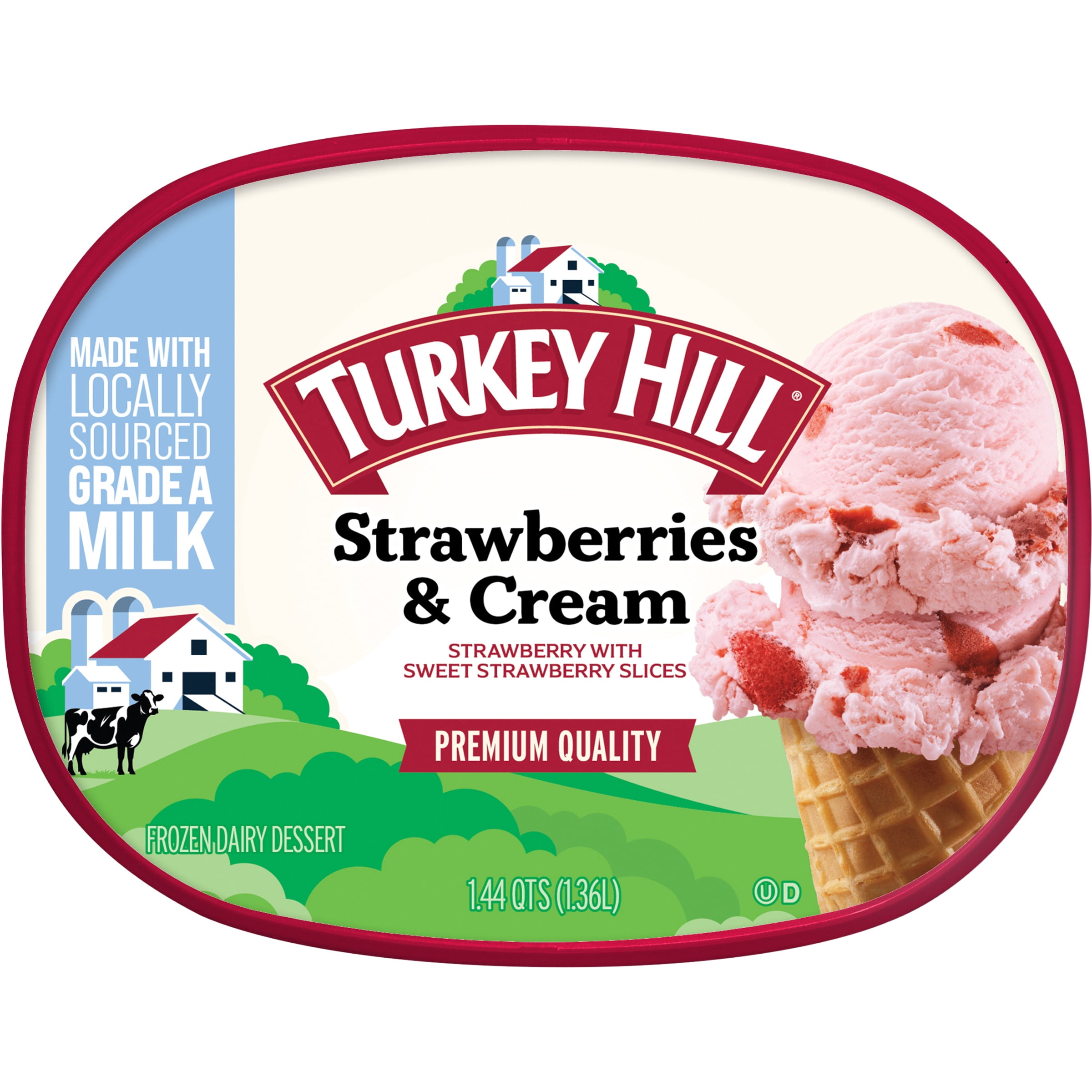 Turkey Hill Strawberries N Cream Premium Ice Cream, 46 fl oz