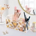 thumbnail image 5 of Owls and Fall Leaf Acrylic Pen Holder 4 Compartments Clear Pencil Organizer Cup Makeup Brush Holder for Office Desk Classroom Home, 5 of 7