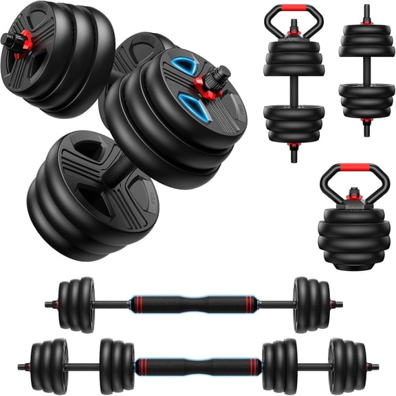 20/35/45/55/70/90lbs Free Weights set with upgraded nut, 5 in 1 Weight Set Used as Kettlebells, Barbell, Push up Stand, Fitness Exercise for Home Gym Suitable Men/Women