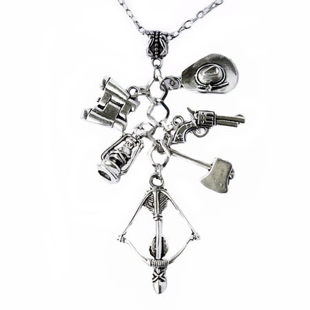 The Walking Dead Themed 6-Charm Silvertone Pendant on 20 Inch Chain