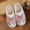 thumbnail image 2 of Womens Fuzzy Slippers 2025 Christmas Bow Cherry Cute Memory Foam House Shoes Non Slip Comfy Home Bedroom Slip on, 2 of 6