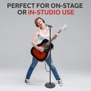 PylePro Universal Compact Base Microphone Stand with Adjustable & Pivotable Gooseneck - 60 Height - Glossy Black - Metal, Plastic - Black