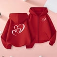 thumbnail image 2 of Posijego Zip up Hoodies for Girls Boys Valentines Day Sweatshirt Hooded Heart Printed Sweatshirts with Pockets, 2 of 8