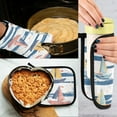 thumbnail image 5 of Yayeee Oven Mitts and Pot Holder Set of 2 Heat Resistant Kitchen Gloves Baking Hot Pad, White Hand Drawn Sailboats, 5 of 5