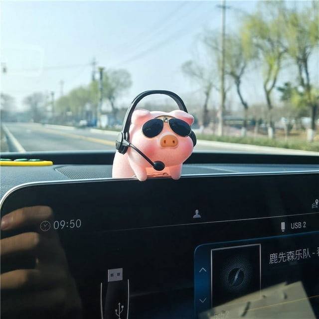 Colgante para espejo retrovisor de coche, adorno colgante de cerdito de la suerte, decoración Interior de coche (conductor) RV