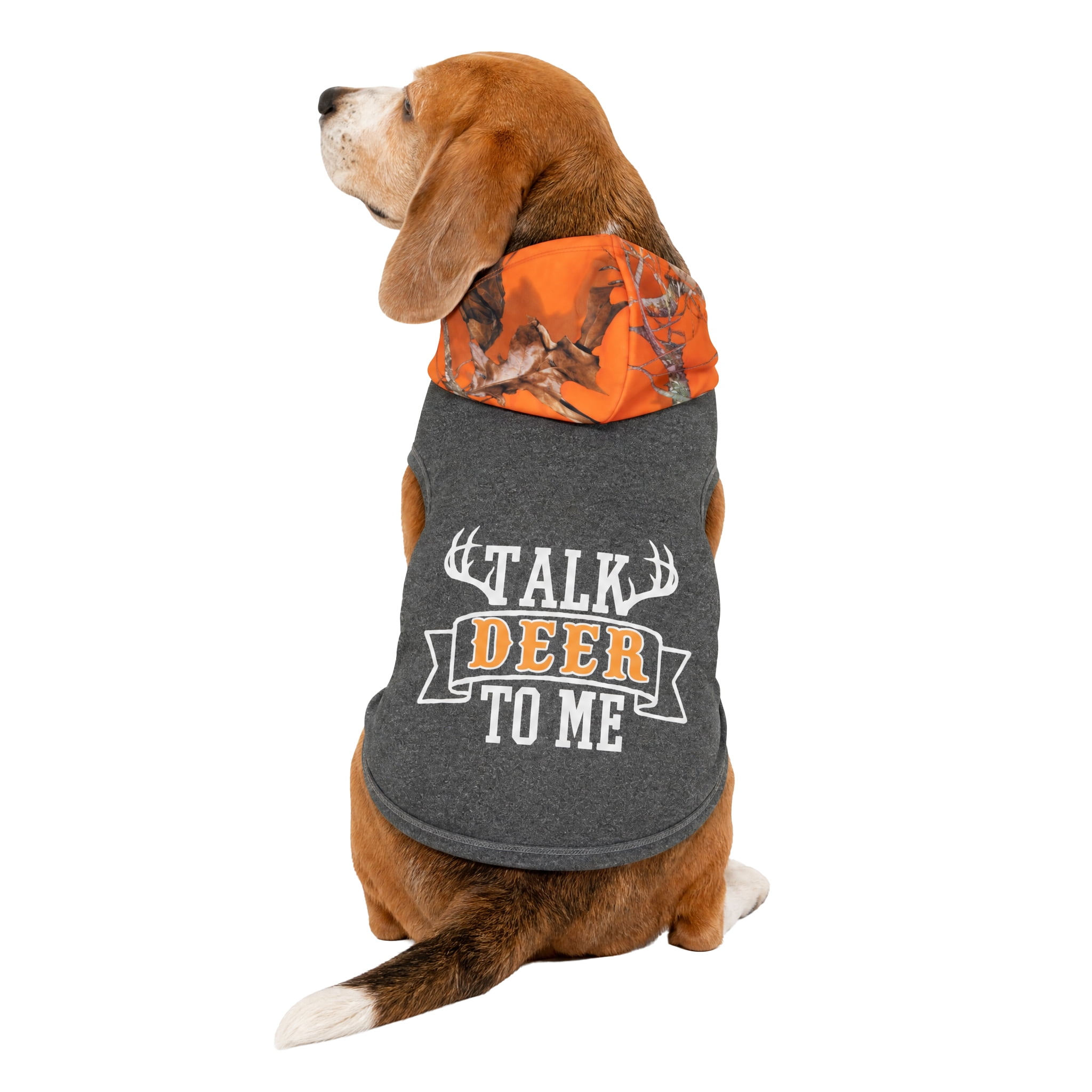 Mossy Oak Talk Deer to Me Fall Dog Hoodie, Gray, Medium