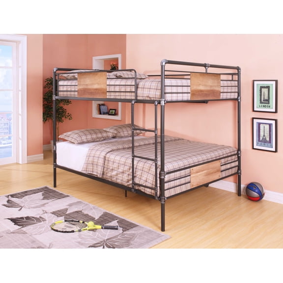 83" X 65" X 68" Sandy Black & Dark Bronze Hand-Brushed Queen Over Queen Bunk Bed