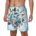 thumbnail image 2 of Gaeub World Travel Mens Swim Trunks Stretch Beach Shorts Quick Dry for Men Swim Shorts Swimwear with Pockets- Large, 2 of 9