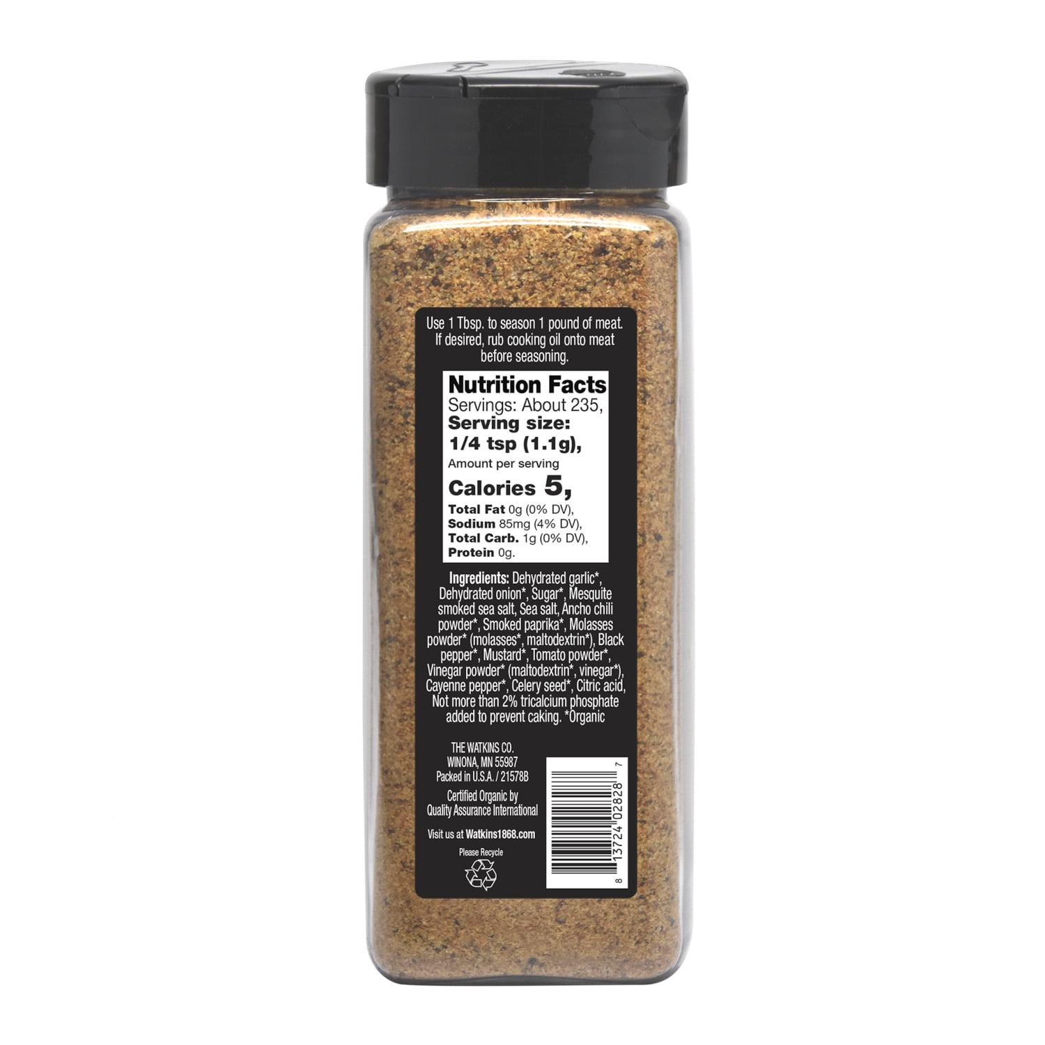 (2 pack) Watkins Organic Grilling Mesquite Rub, 9.1 oz (Food Form: Whole Plastic Container)