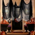 thumbnail image 3 of Wadada Halloween Black Cheesecloth, 394x30 inch-Halloween Spooky Creepy Cloth Curtain Gauze Fabric, Spider Web Mesh White Cheese Cloth for Haunted House Decor, Indoor & Outdoor Decoration, 3 of 8