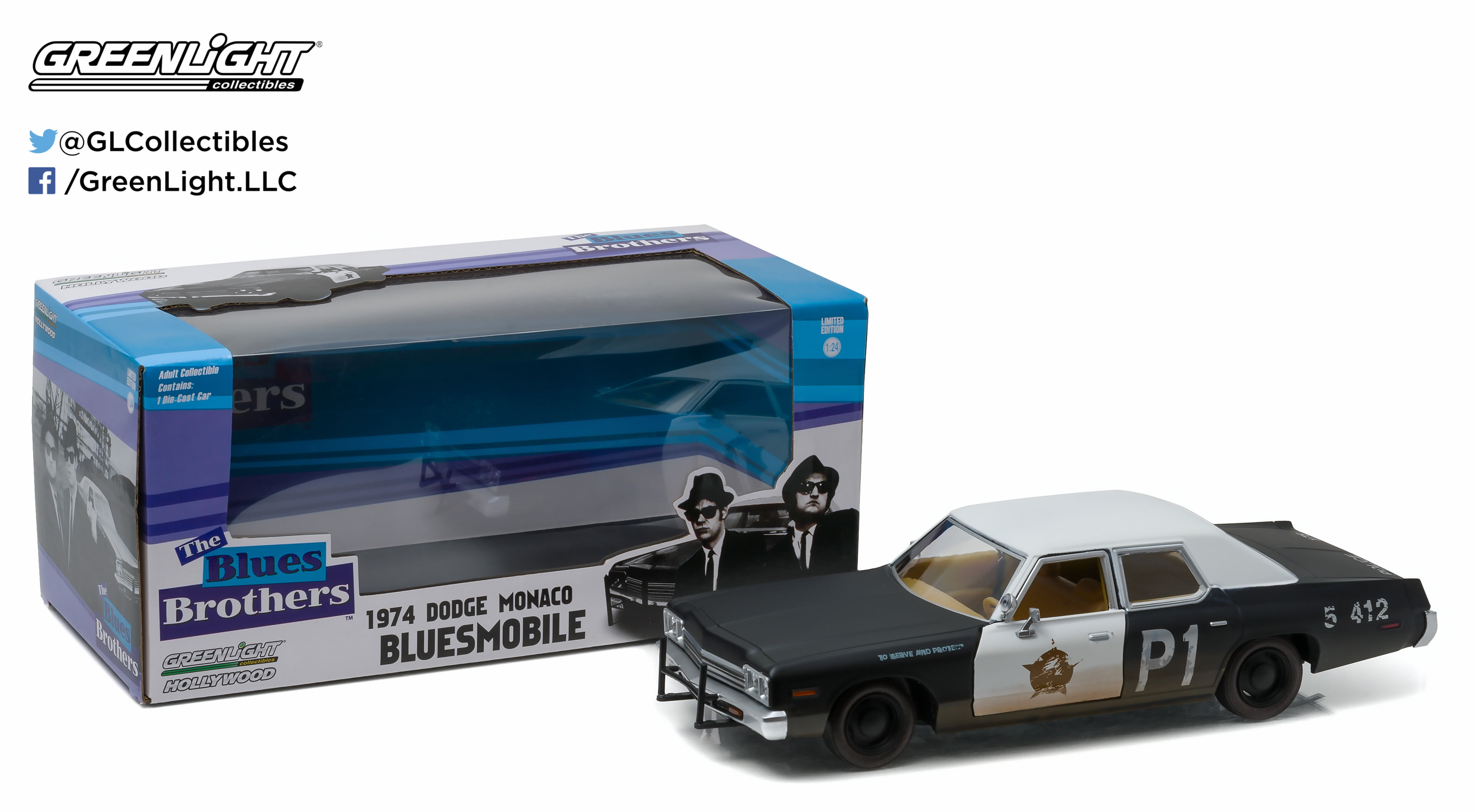Details about   GREENLIGHT GL84011-1/24 1974 DODGE MONACO BLUES BROTHERS 1980
