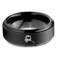 thumbnail image 2 of Tungsten Alaska The Last Frontier State Heart Band Ring 8mm Men Women Comfort Fit Black Step Bevel Edge Brushed Polished, 2 of 4