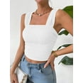 thumbnail image 6 of IWEMEK Summer Tank Tops for Women 2-Pack Casual Trendy Plus Size White Sleeveless Tops Coffee Knit Pleated Crop Tops, 6 of 8