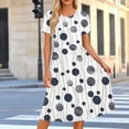 thumbnail image 2 of Lopecy-Sta Womens Dresses Short Sleeve Round Neck Geometric Print A Line Midi Dress Casual Summer Beach Vacation Party Dress, 2 of 7