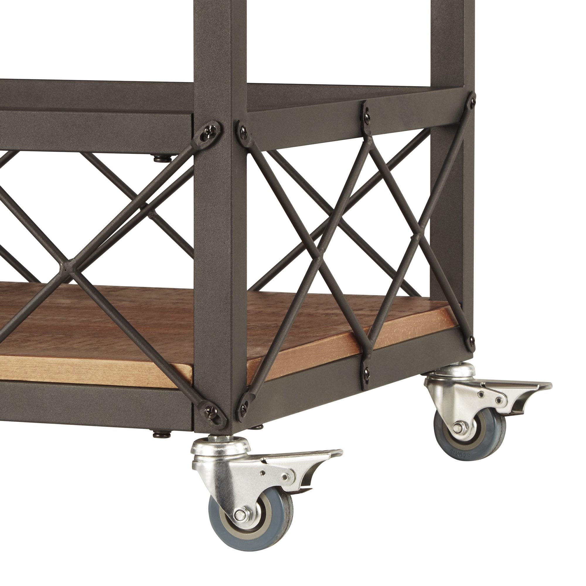 Weston Home Clayton Wood and Metal Bar Cart, Light Brown