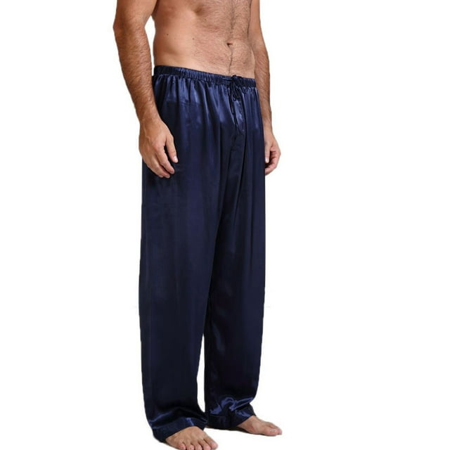Men's Satin Pajama Pants Sleepwear Soft Long Pajama Bottoms Lounging