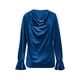 thumbnail image 4 of Karight Women's Velvet T Shirts Cowl Neck Long Sleeve Pullover Tops Dressy Casual Loose Fit Ruched Front Tunic Blouses, 4 of 5