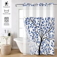 thumbnail image 2 of MIZHONA Blue No Hook Fabric Shower Curtain with Snap in Liner,Plants Leaves Bathroom Curtain,71"× 74", 2 of 6