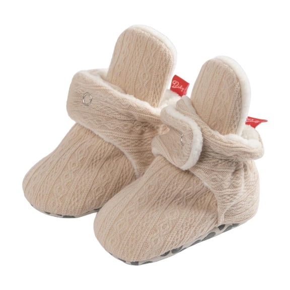 Beige Baby Shoes With Plain Design, Non-Slip Design And Soft Sole For Fall And Winter Walking, Comfortable Insole, Perfect For Indoor Play