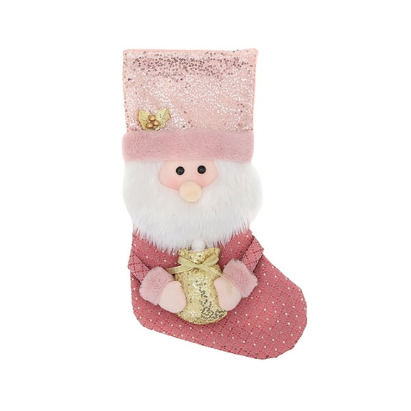 Cheapark Christmas Sock-Shaped Gift Bag - Large Plaid Fabric Craft, Reinforced Handles & Drawstring Closure, Perfect for Holiday Presents, Home & Tree Decoration, Christmas Gift Storage