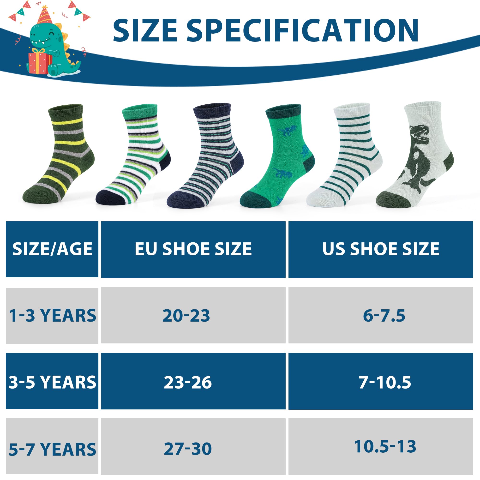 Sptramle 12-Pack Dinosaur Crew Socks for Boys photo 7