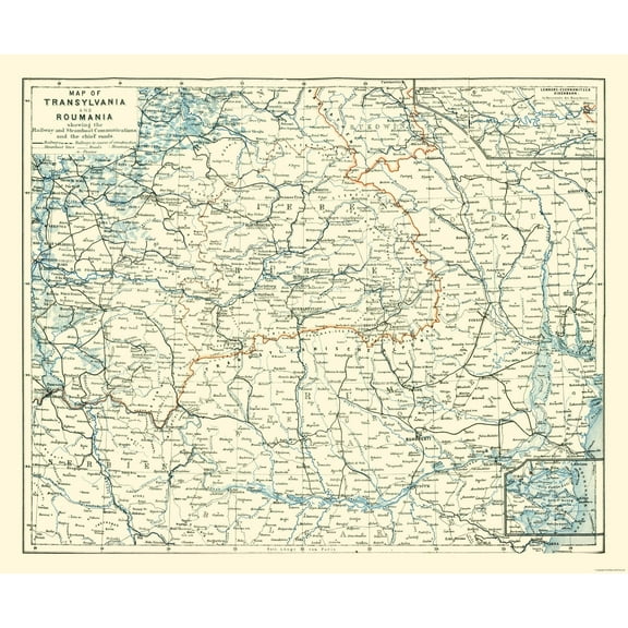 Historic Map - Transylvania Romania - Baedeker 1896 - 27.81 x 23 - Vintage Wall Art