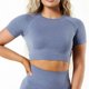 thumbnail image 2 of Amplify SS Crop camiseta de Yoga sin costuras para mujer, tejido de punto, camisetas de manga corta para Fitness, camisetas de entrenamiento, ropa de gimnasio, camisetas deportivas para correr, 2 of 5