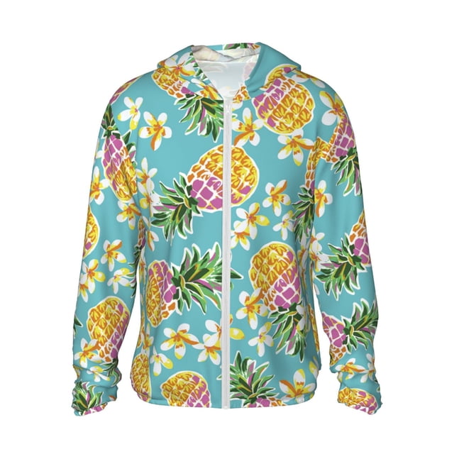 Balery Cute Pineapples Sudadera ligera de manga larga con capucha y protección solar UPF 50+ para hombre y mujer, ideal para pesca y running-Medium