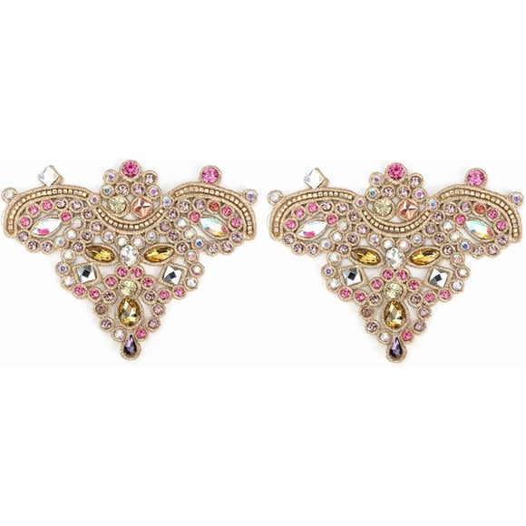 ZOUSSIQI 2Pcs Rhinestone Appliques, Sparkling Crystal Embroidery Patches for Clothes Bag Pants Shoes Clothing Decoration(06) CA919-54836