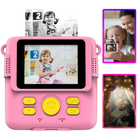 Kids Print Camera,Instant Print Camera for Kids,Camera for Kids Instant Print,Kids Camera Instant Print with Printer Paper,Birthday Gifts Girls Boys Age 3-12,Hd Digital Video Cameras Toddler