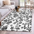 thumbnail image 3 of 2.7x5 Area Rugs, Black Flower Non-Skid Rubber Backing Large Rectangle Rugs - Living Room Bedroom Home Office, Vintage Farmhouse Boho Leaf Spring Plant Indoor Floor Mat Carpets Washable Rug, 3 of 9
